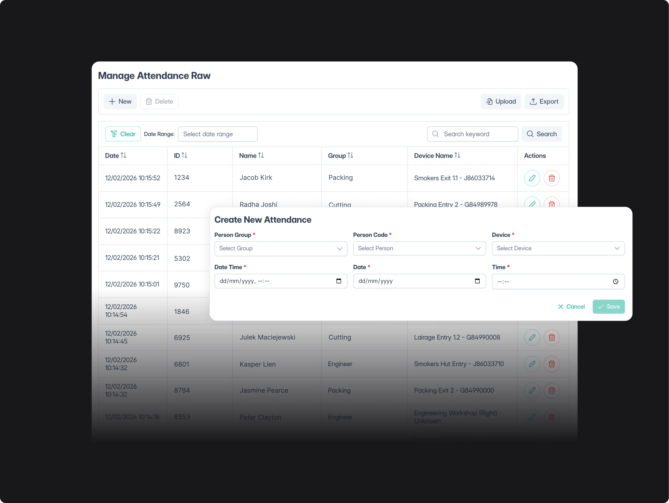 Detailed Attendance Logs