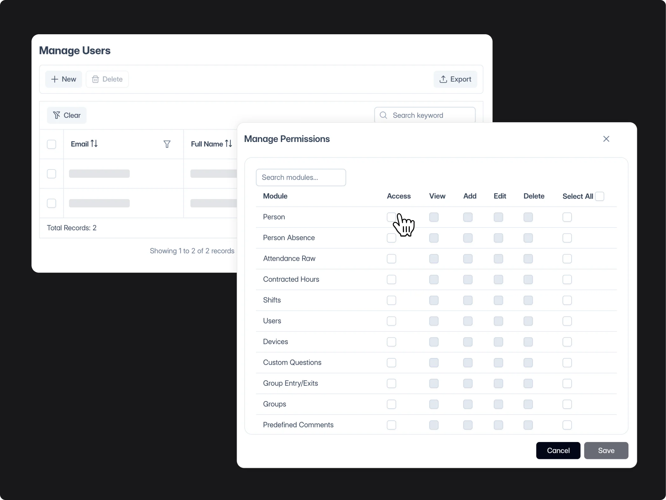 User & Permission Control